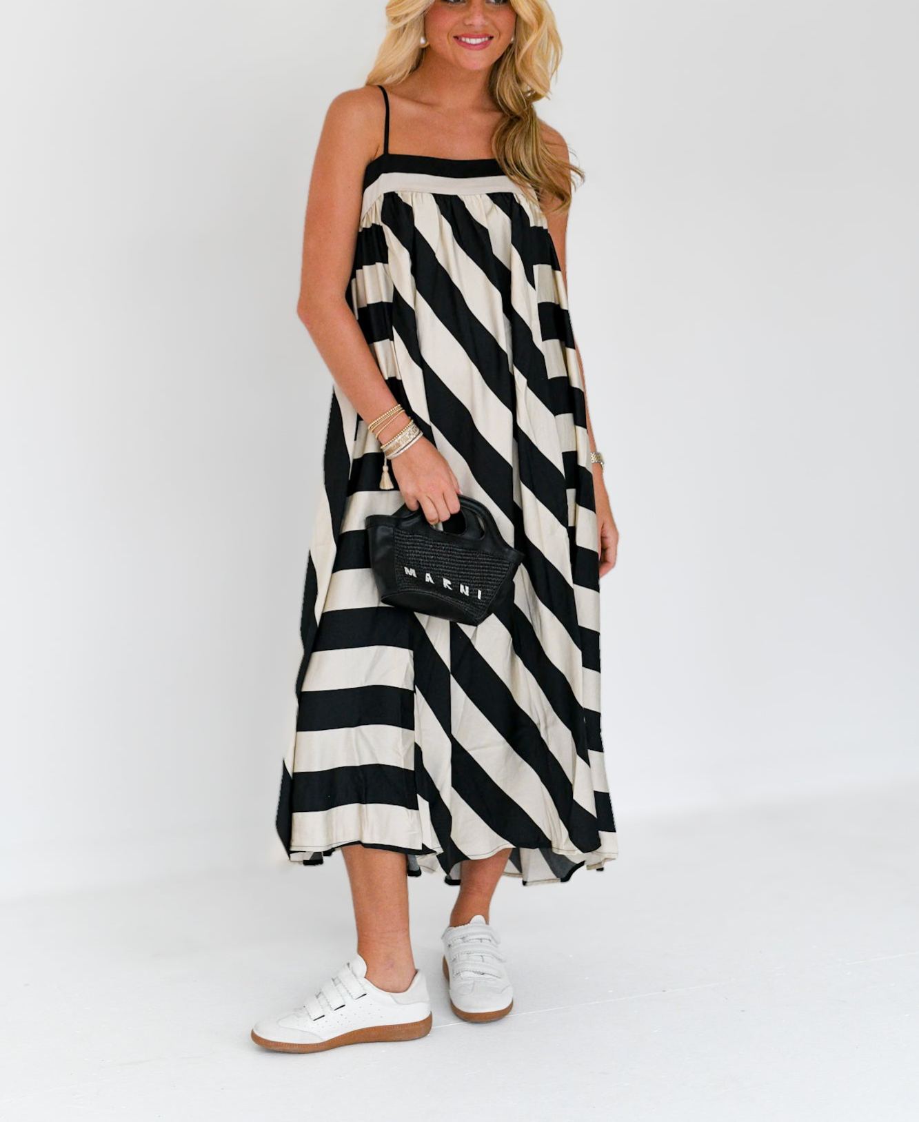 Haylie Striped Flowy Maxi Dress - Cream