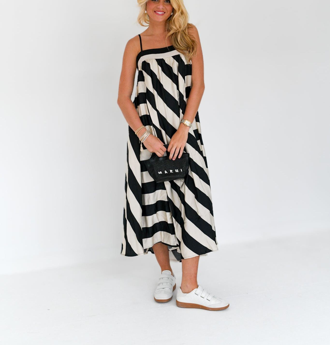Haylie Striped Flowy Maxi Dress - Cream