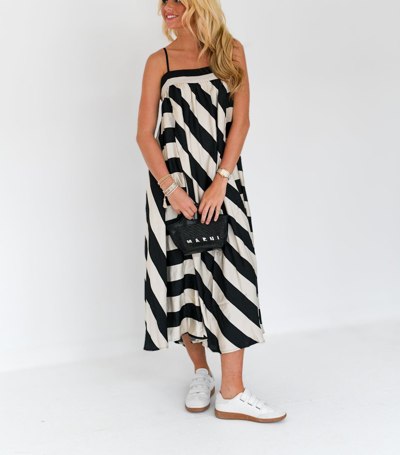 Haylie Striped Flowy Maxi Dress - Cream