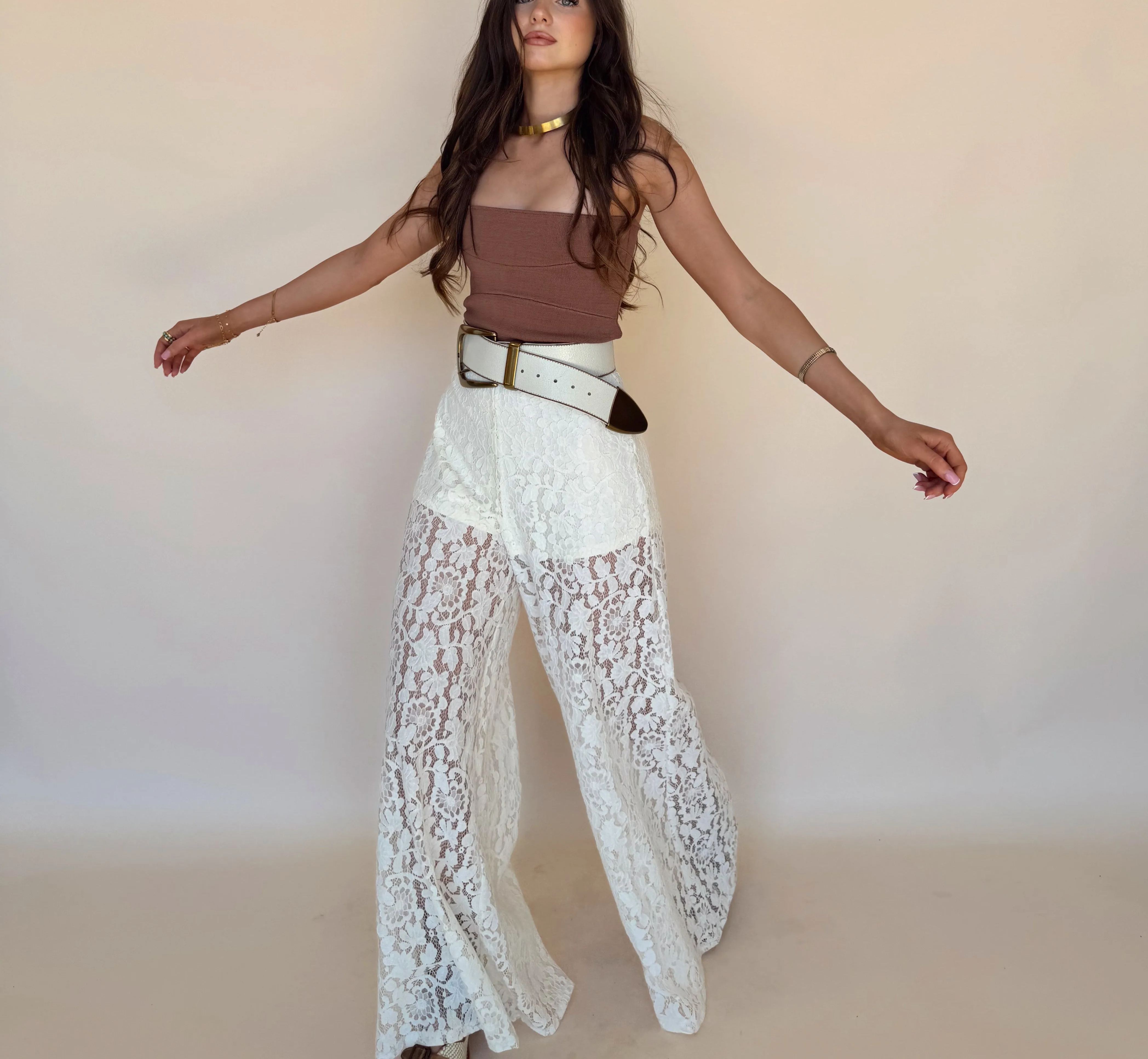 Cream Lace Flares