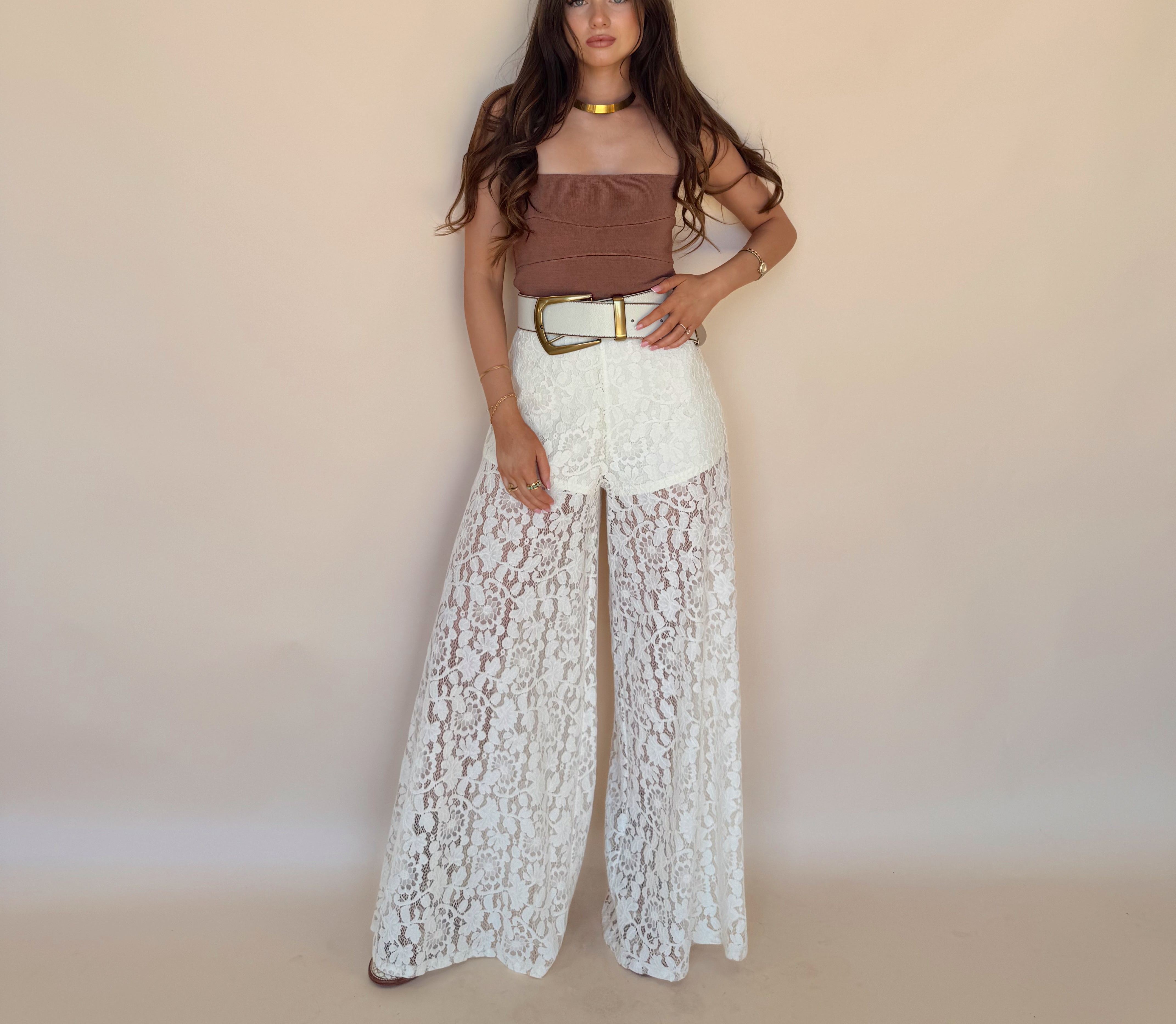 Cream Lace Flares