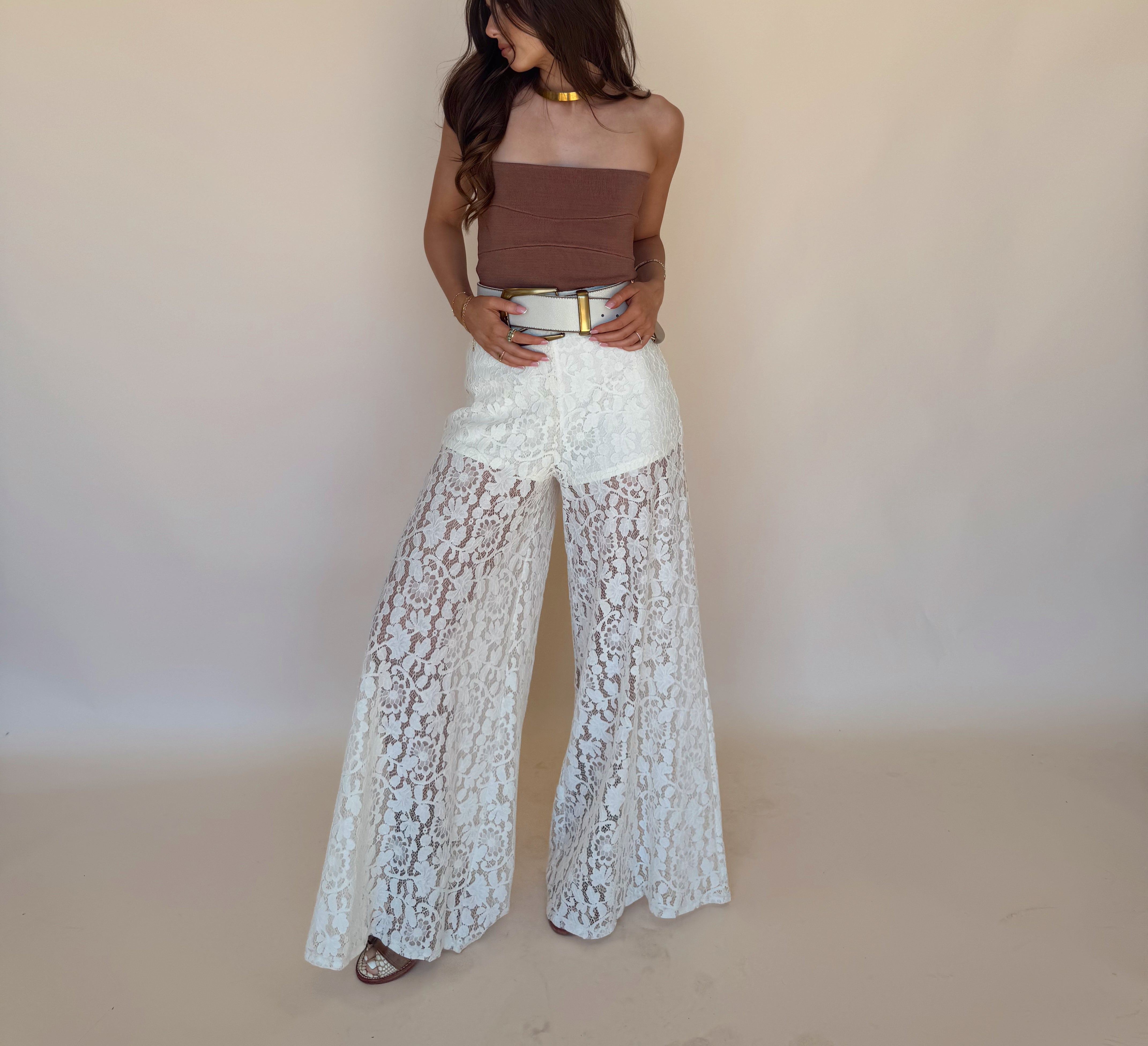 Cream Lace Flares