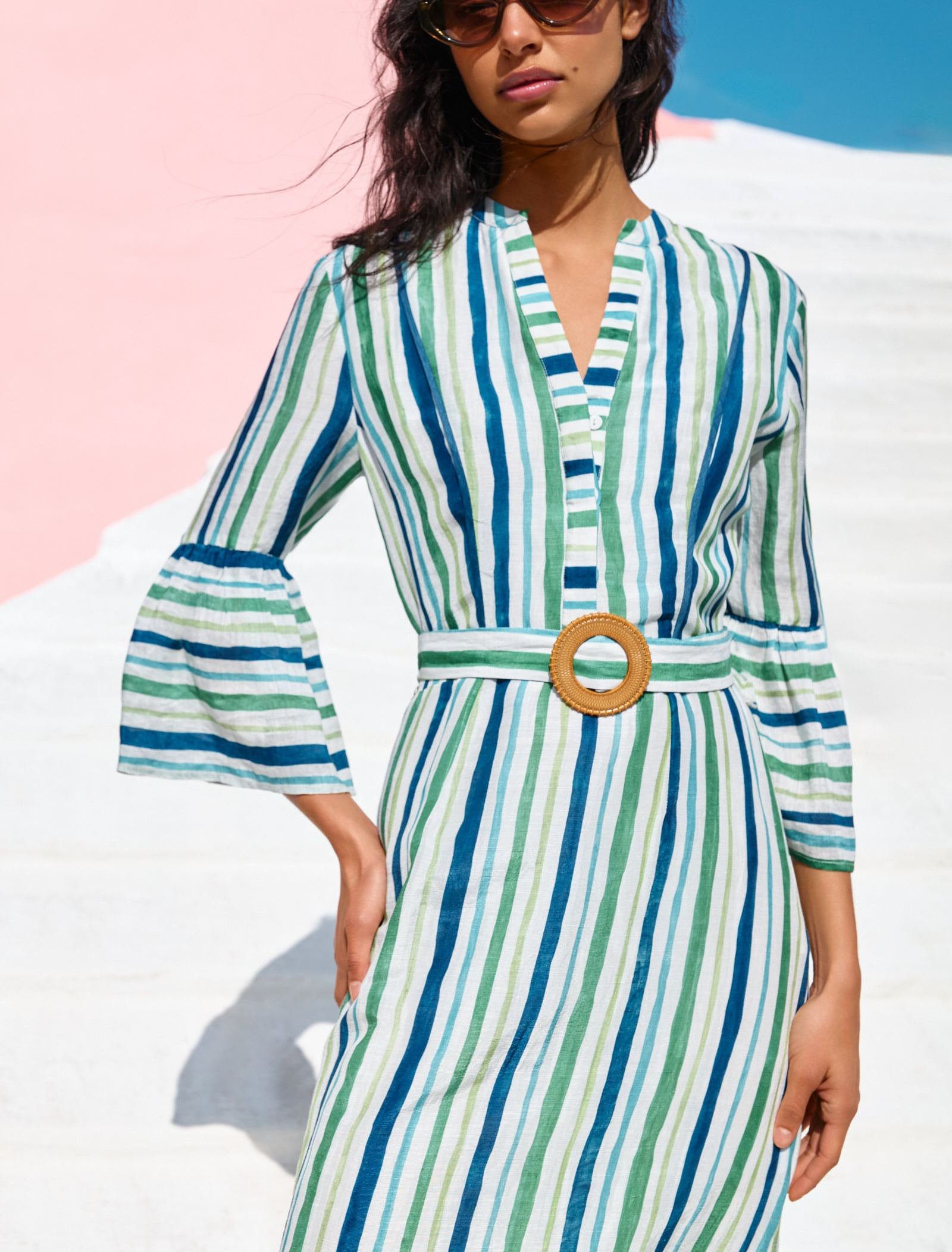 FRANCIE BELL SLEEVE SHEATH DRESS