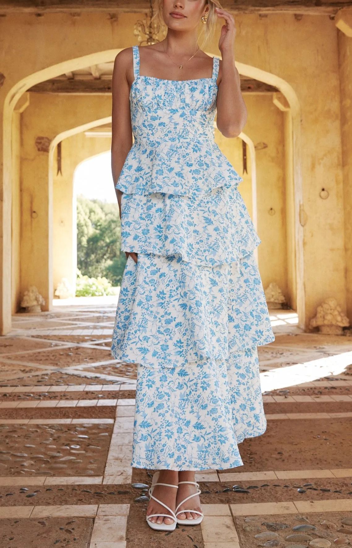 Page Maxi Dress - Blue Floral