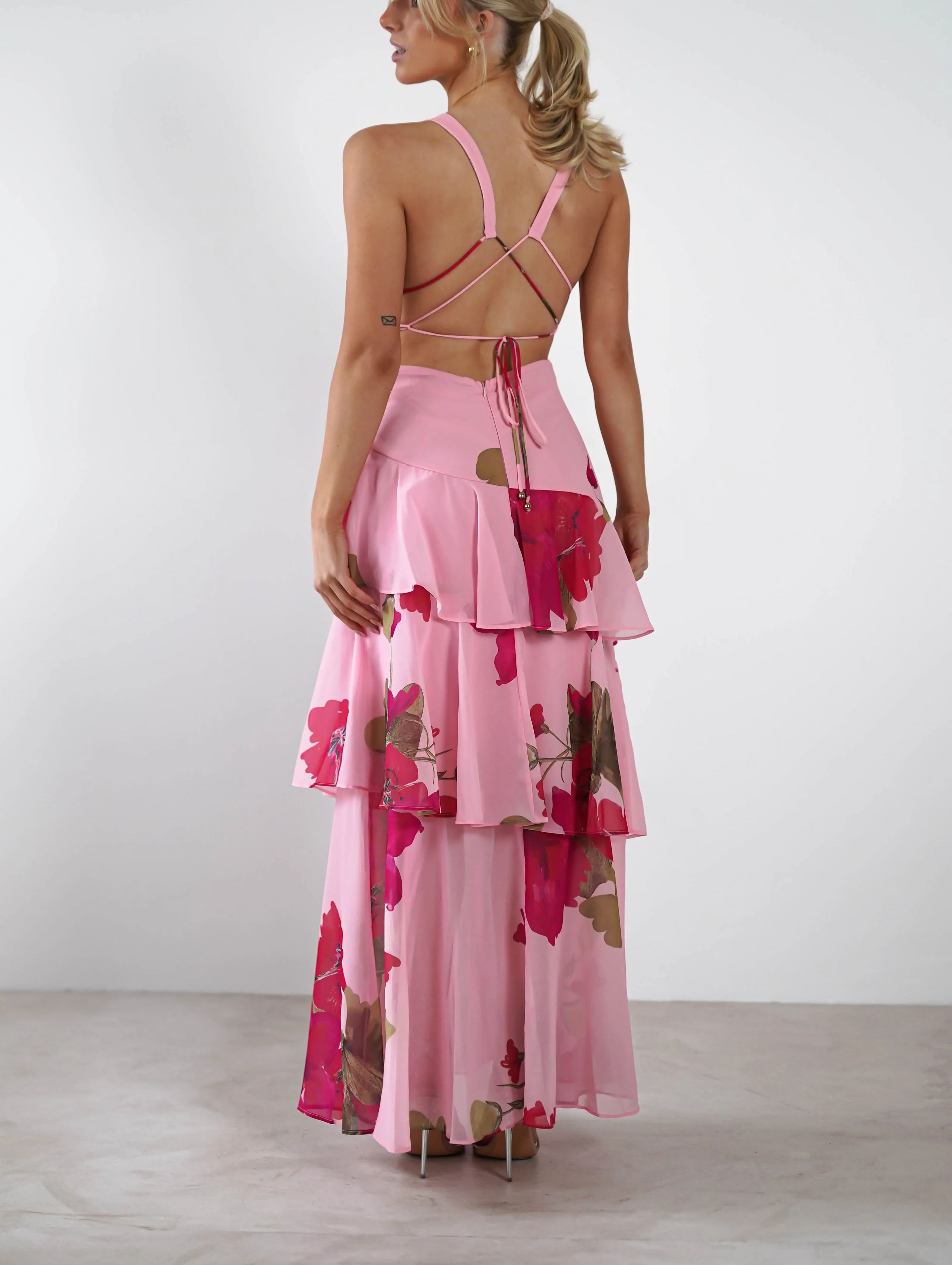 Lenora Floral Print Maxi Dress | Pink