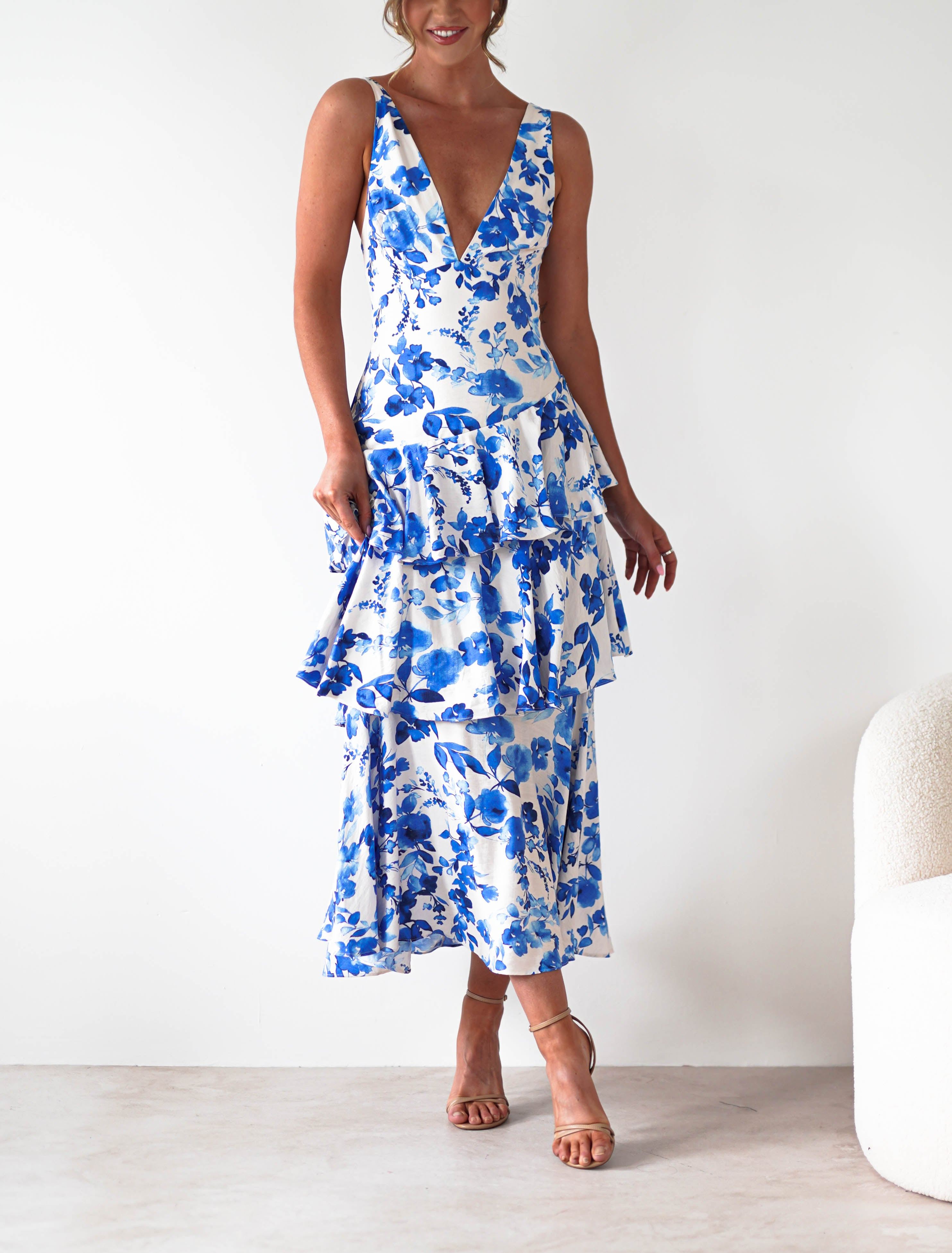 Varana Floral Ruffle Maxi Dress | Blue Print