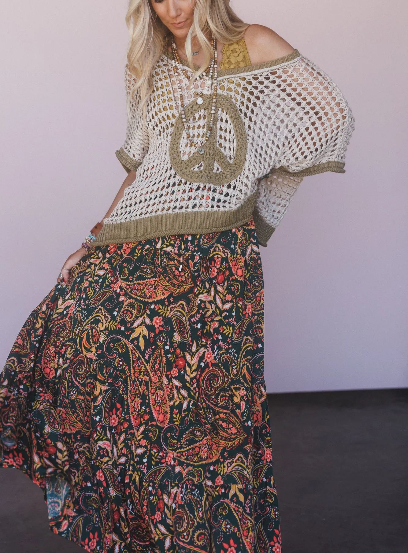 The Nest Happy Tiers Maxi Skirt - Coral Multi