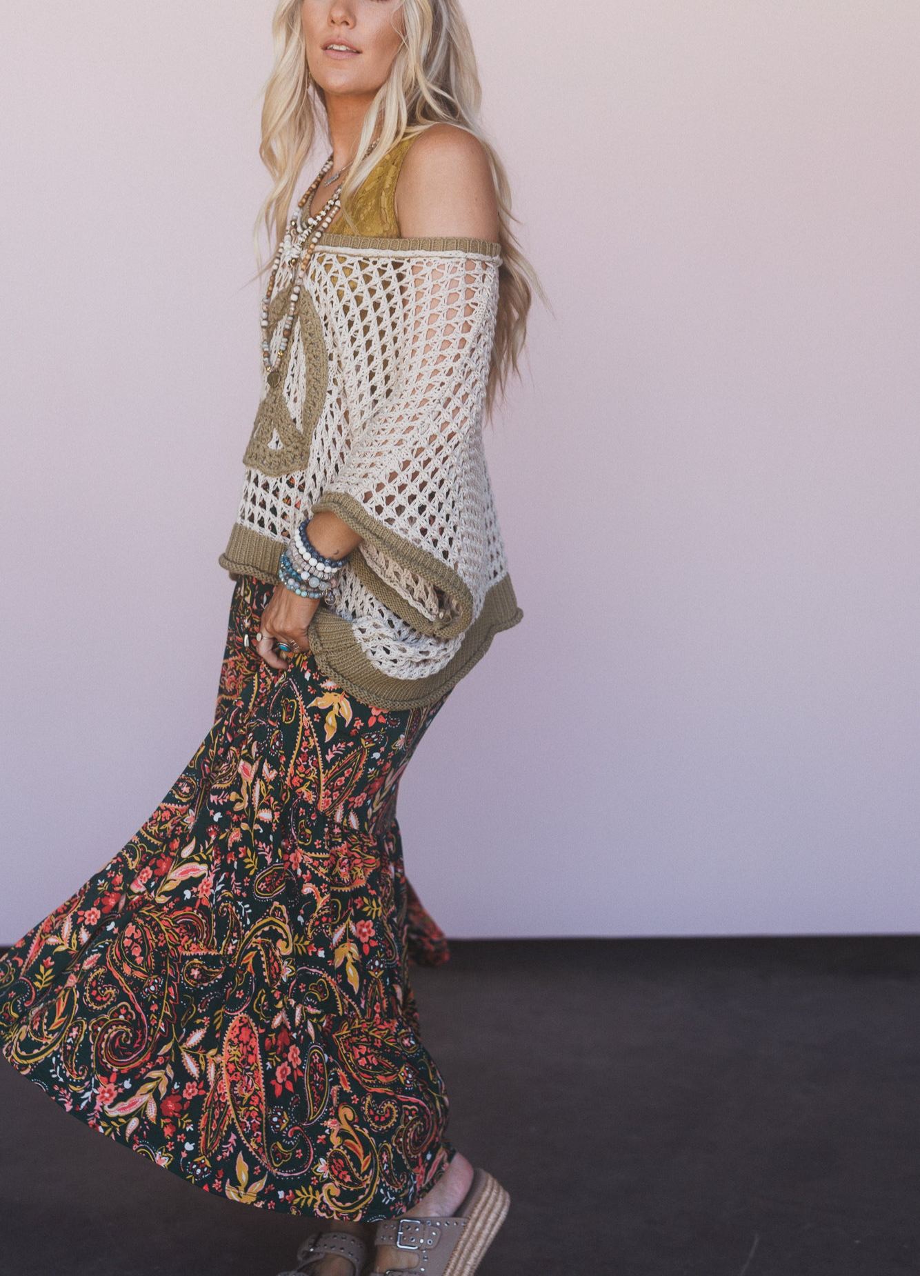 The Nest Happy Tiers Maxi Skirt - Coral Multi