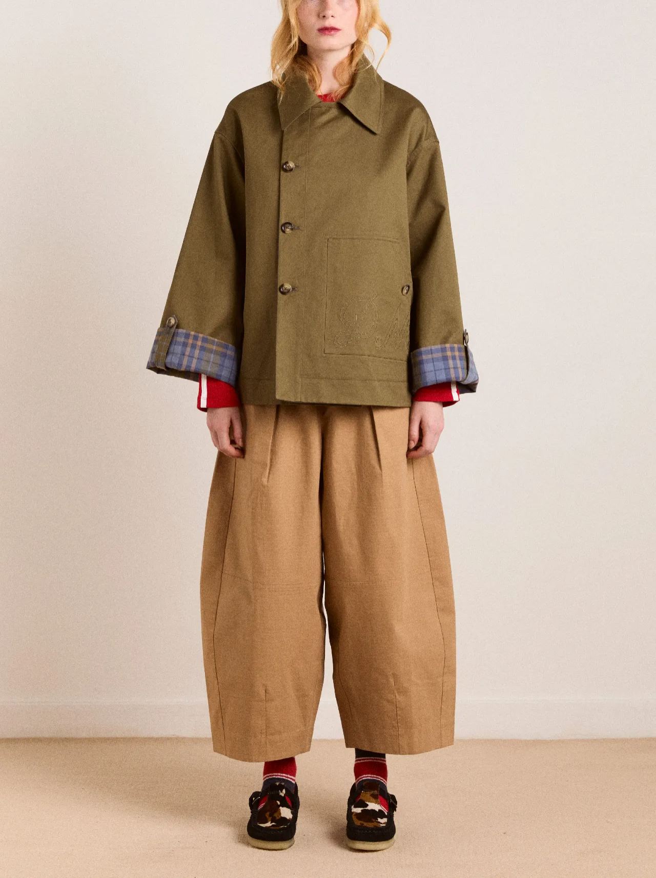 reversible jerry crop trench coat - olive