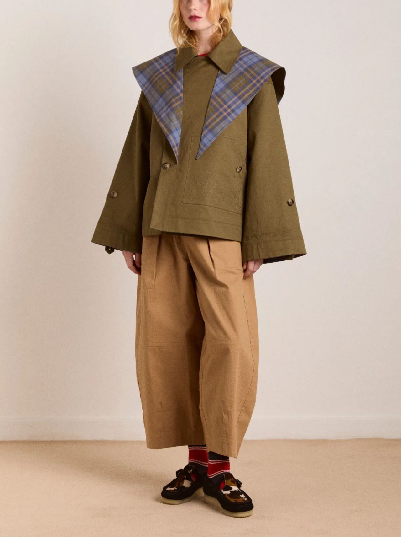 reversible jerry crop trench coat - olive