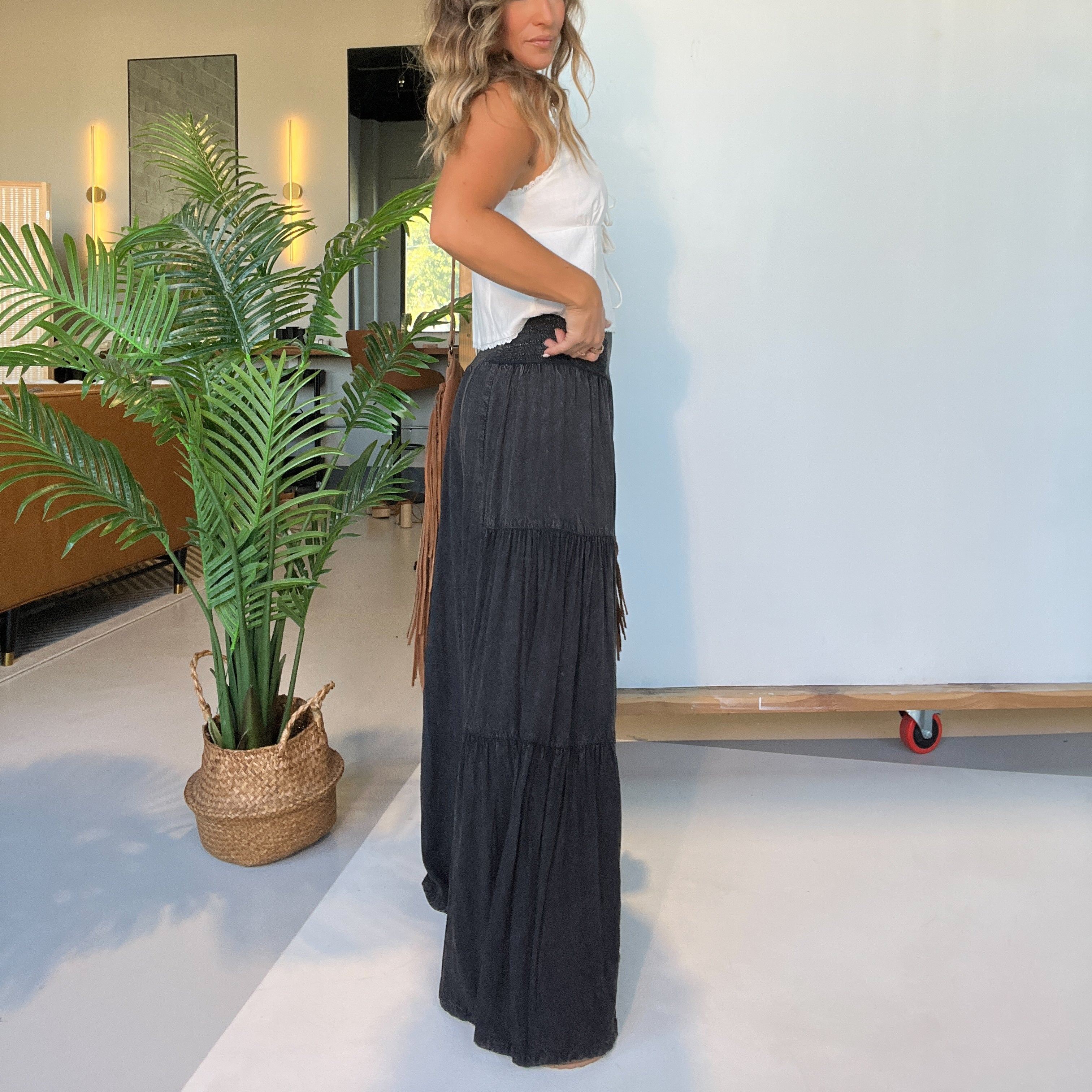 Bree Tiered Boho Pants Black