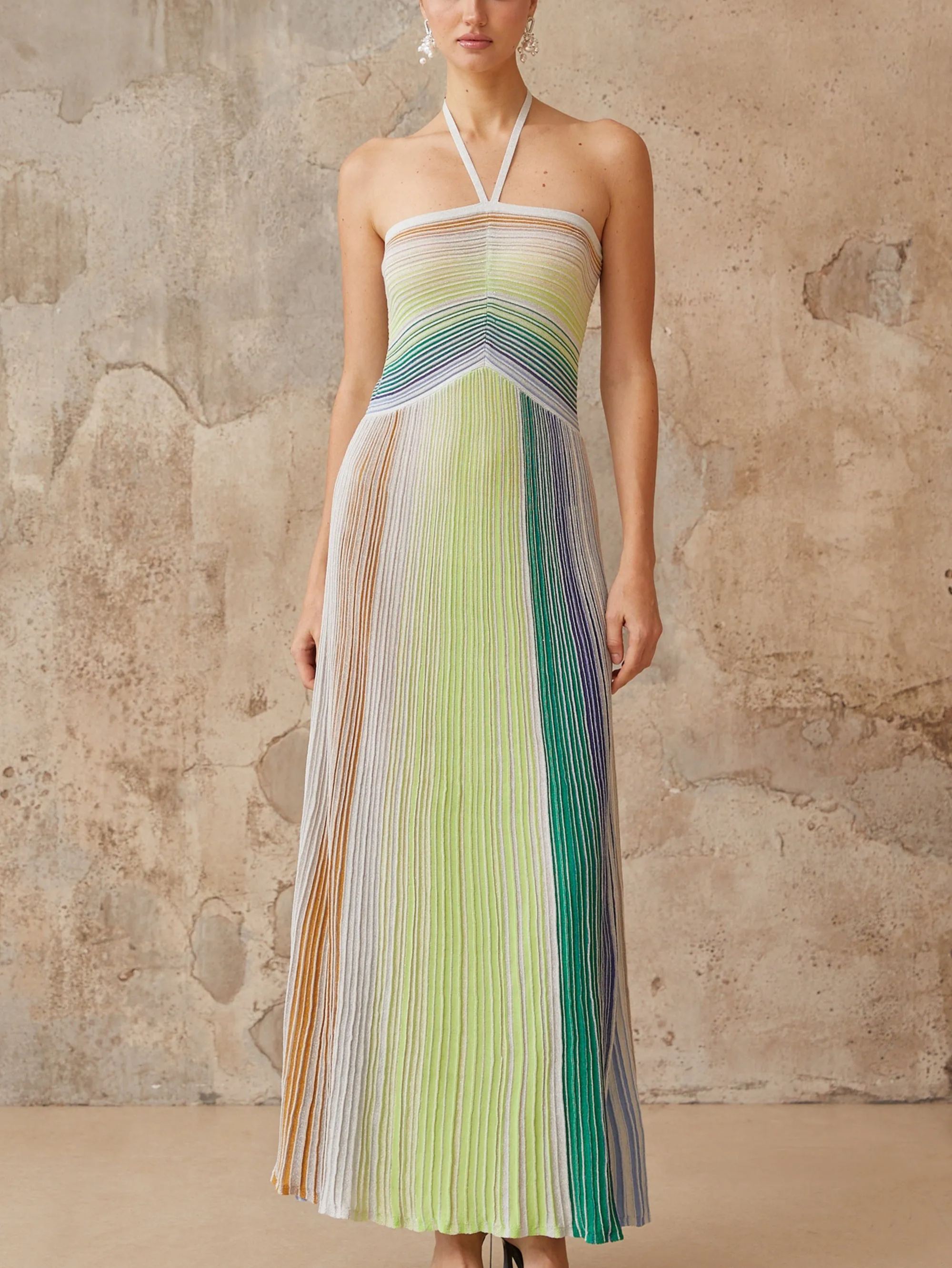 Serelith Metallic Knit Backless Maxi Dress