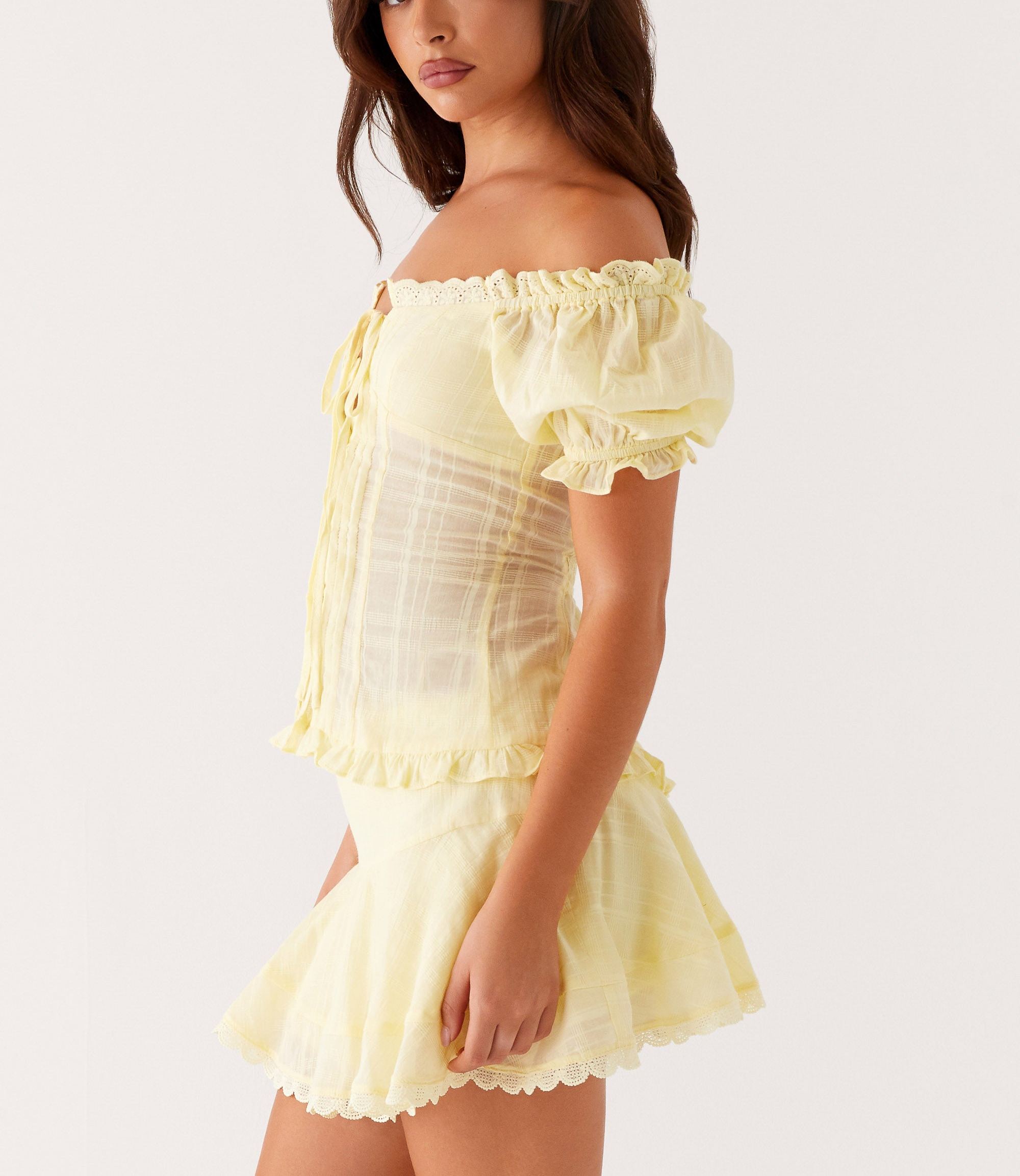 Hundred Percent Puff Sleeve Top - Yellow