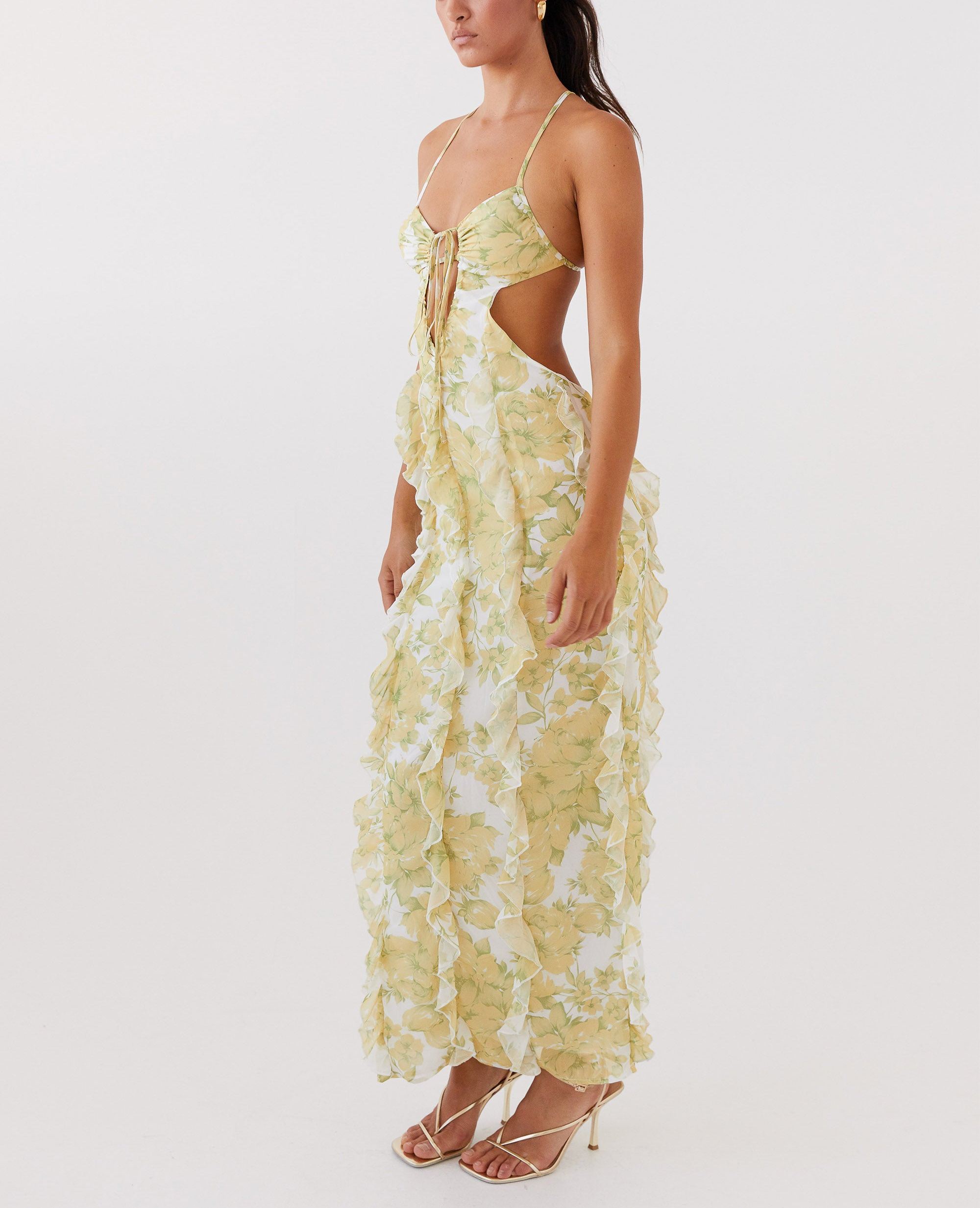 Sunset Kisses Ruffle Maxi Dress - Daffodil