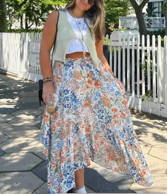 The Nest Swing Of Things Pocketed Midi Skirt - Floral