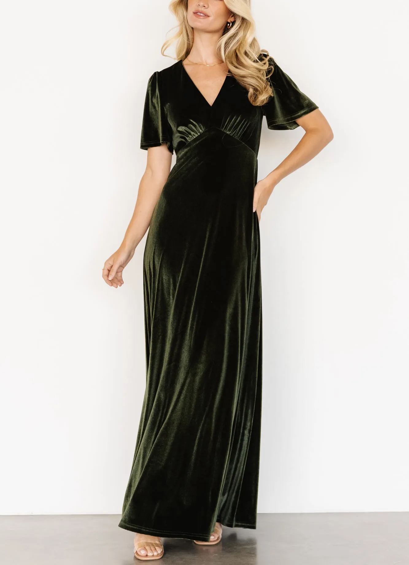 Vivian Velvet Maxi Dress | Olive