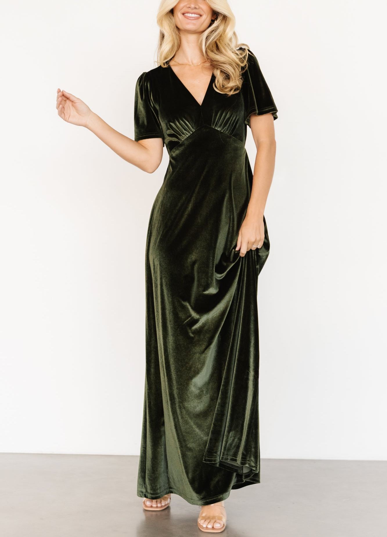 Vivian Velvet Maxi Dress | Olive