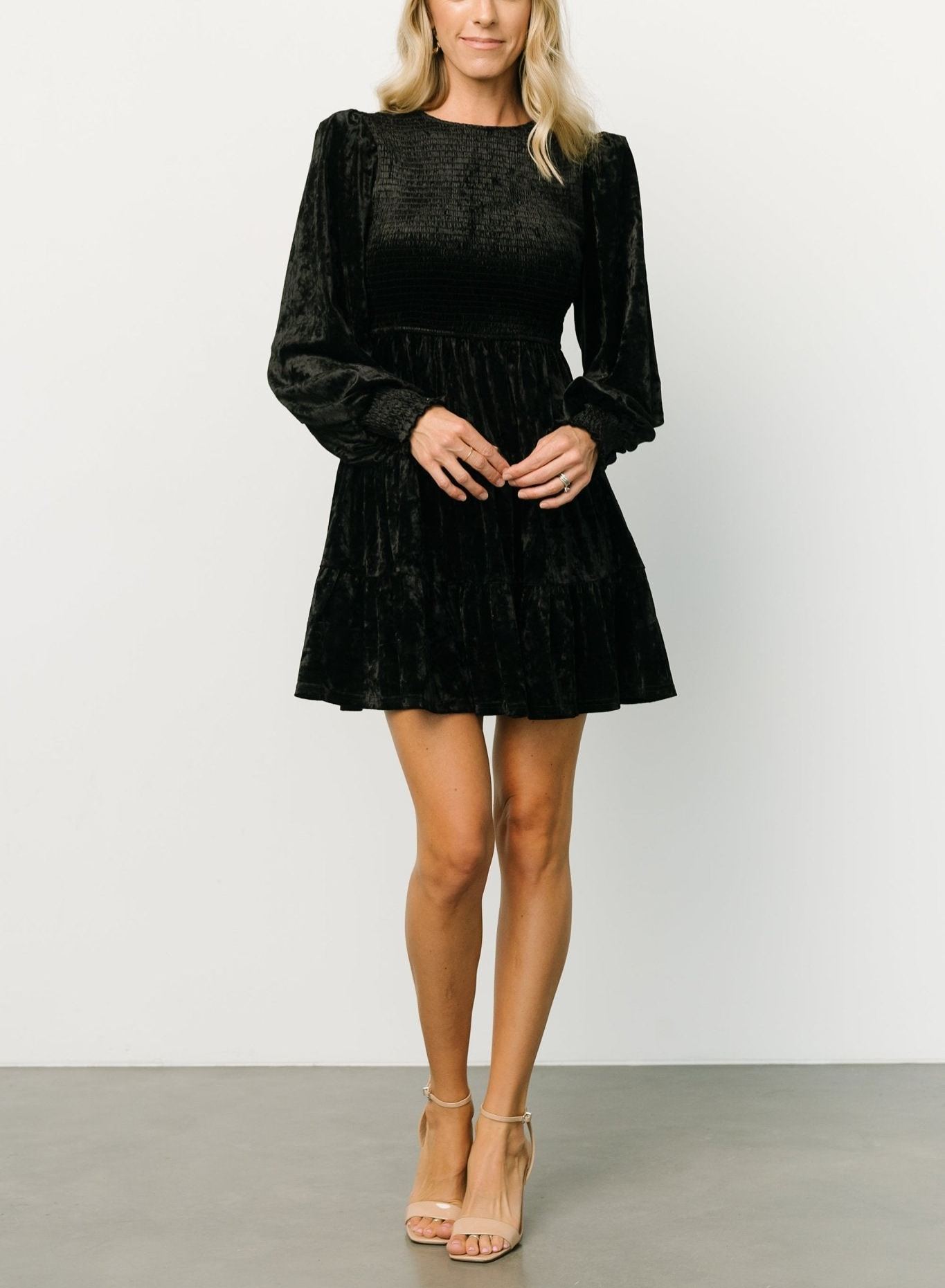 Kele Crushed Velvet Mini Dress | Black
