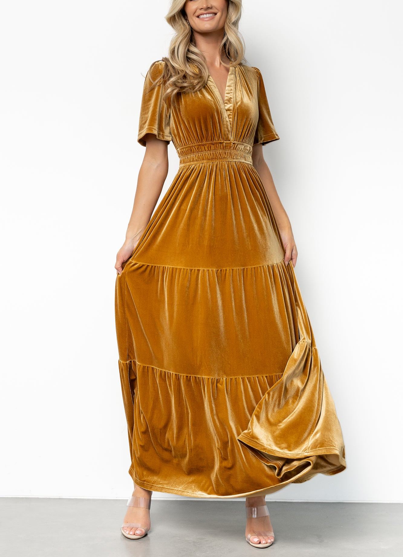 Artemis Velvet Maxi Dress | Dark Gold
