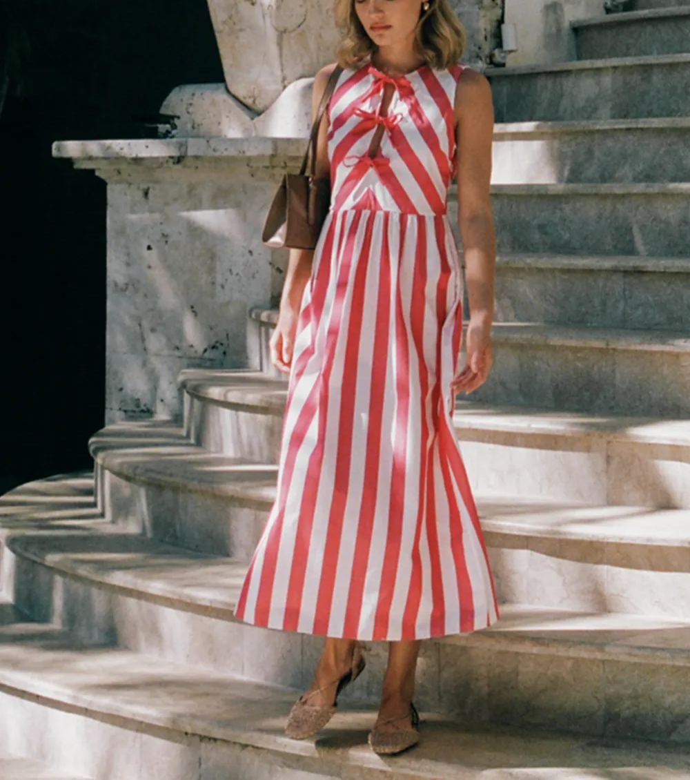 Carlita Midi Dress - Poppy Stripe