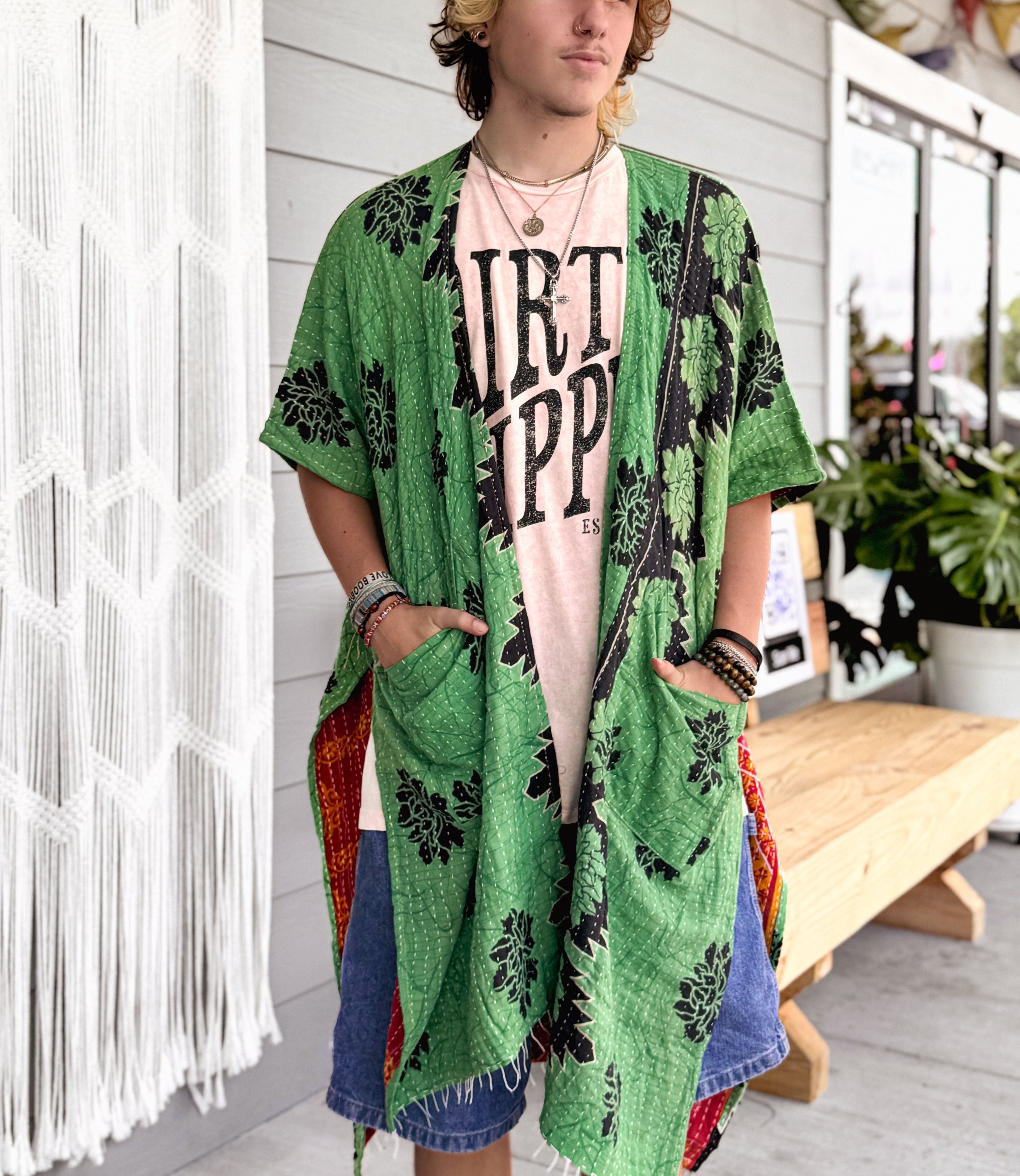 Joyful Rose - Kantha Ruana OOAK