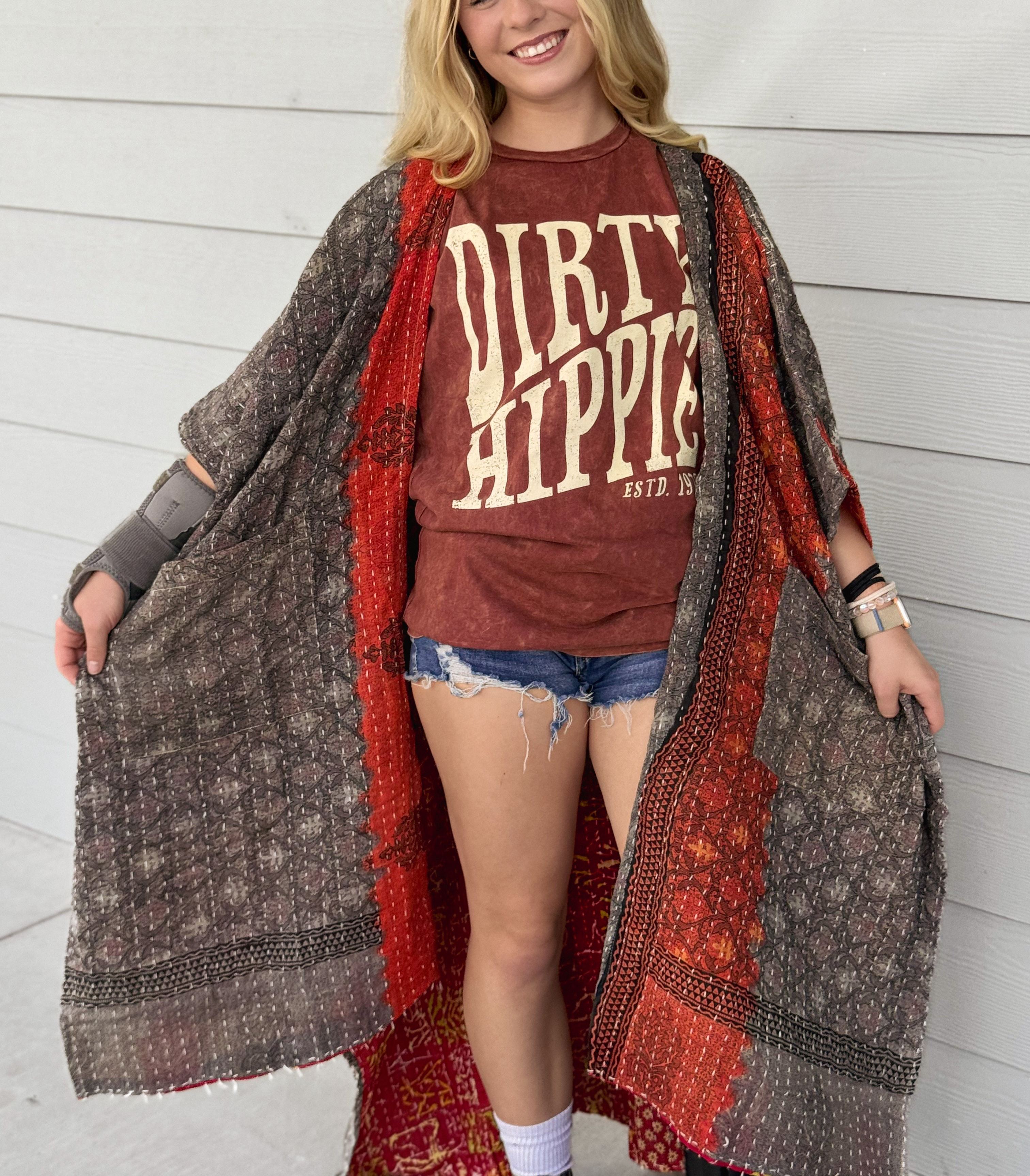 Cool Burn - Kantha Ruana OOAK