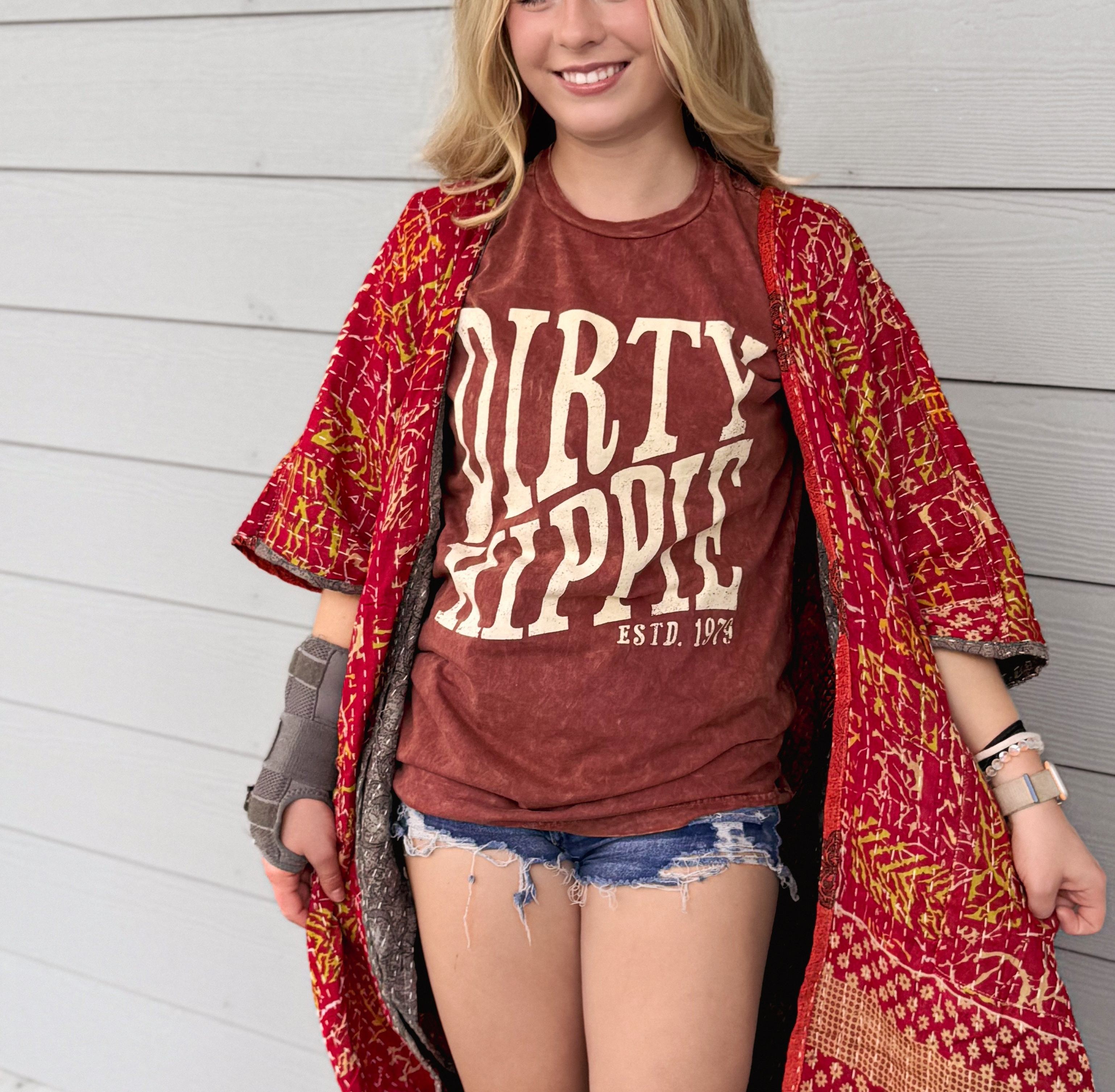 Cool Burn - Kantha Ruana OOAK