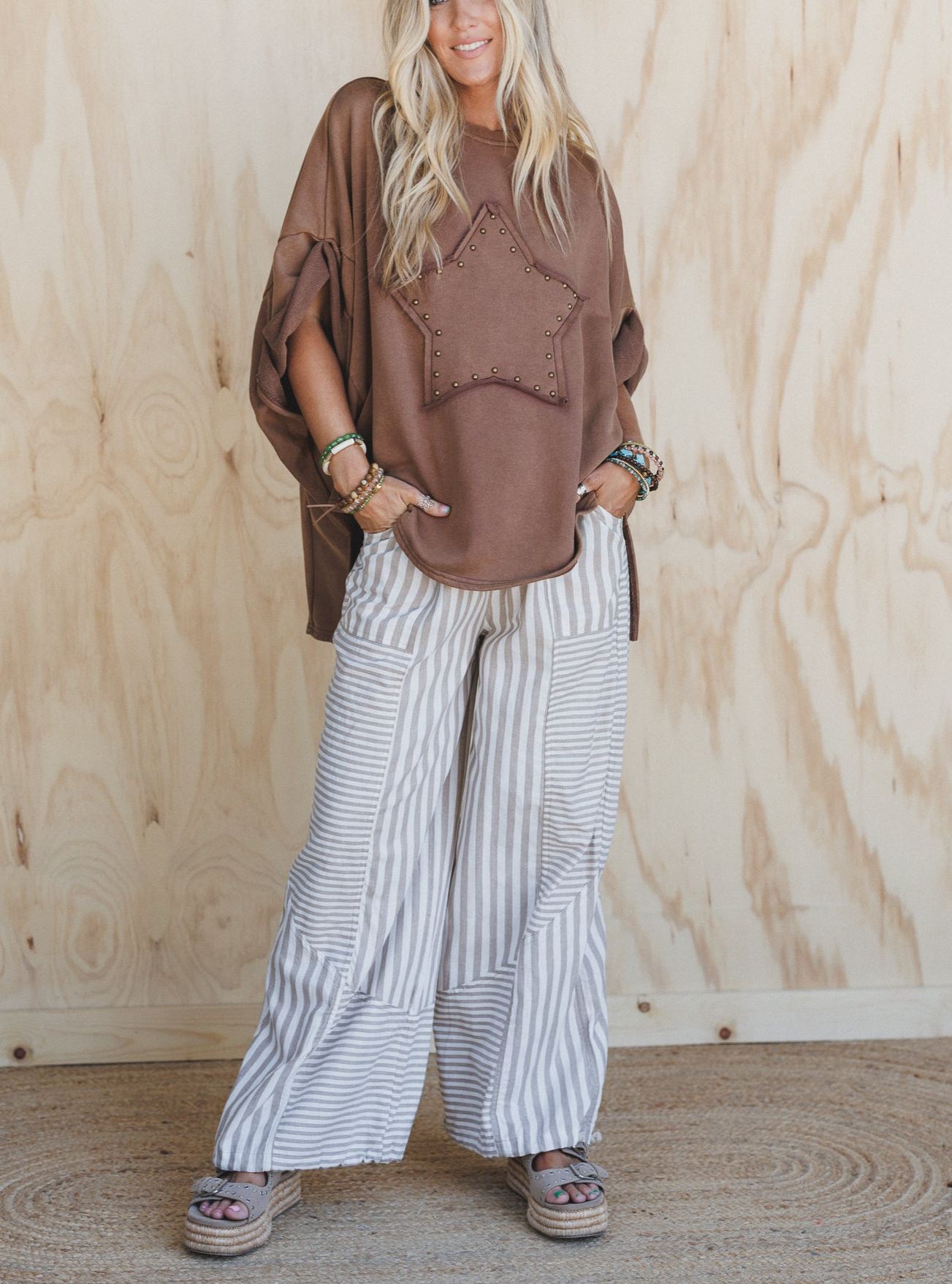 Aveline Striped Pants - Taupe