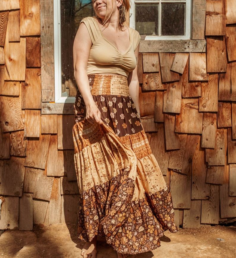 Bohemian Desert Solstice Tiered Soft Maxi Skirt