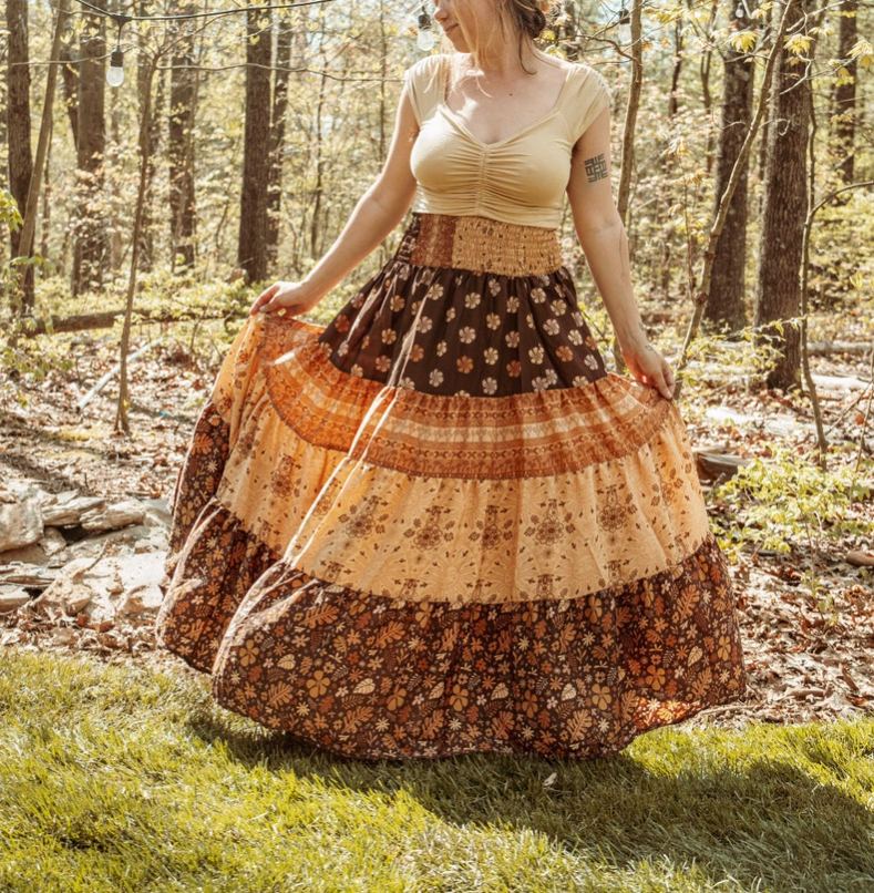 Bohemian Desert Solstice Tiered Soft Maxi Skirt
