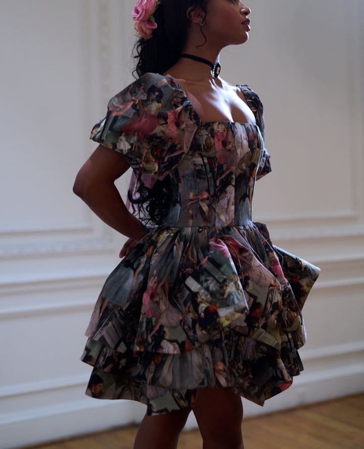 Cotton drop-waist mini dress