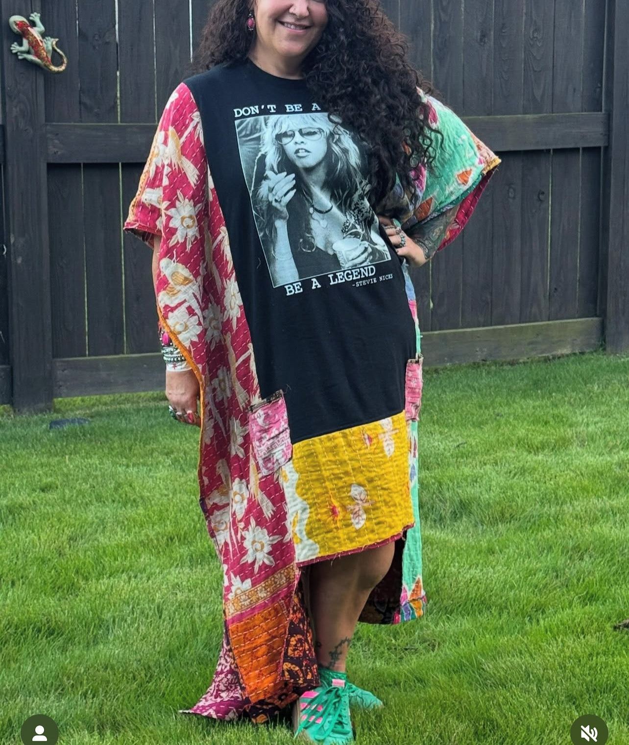 *Remake* KANTHA WING UPCYCLED DRESS// open size handmade// STEVIE NICKS LEGEND