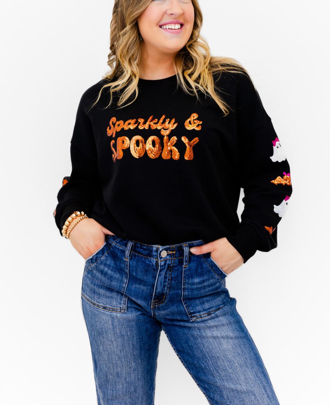 Sparkly & Spooky Sequin Embellished Sweatshirt