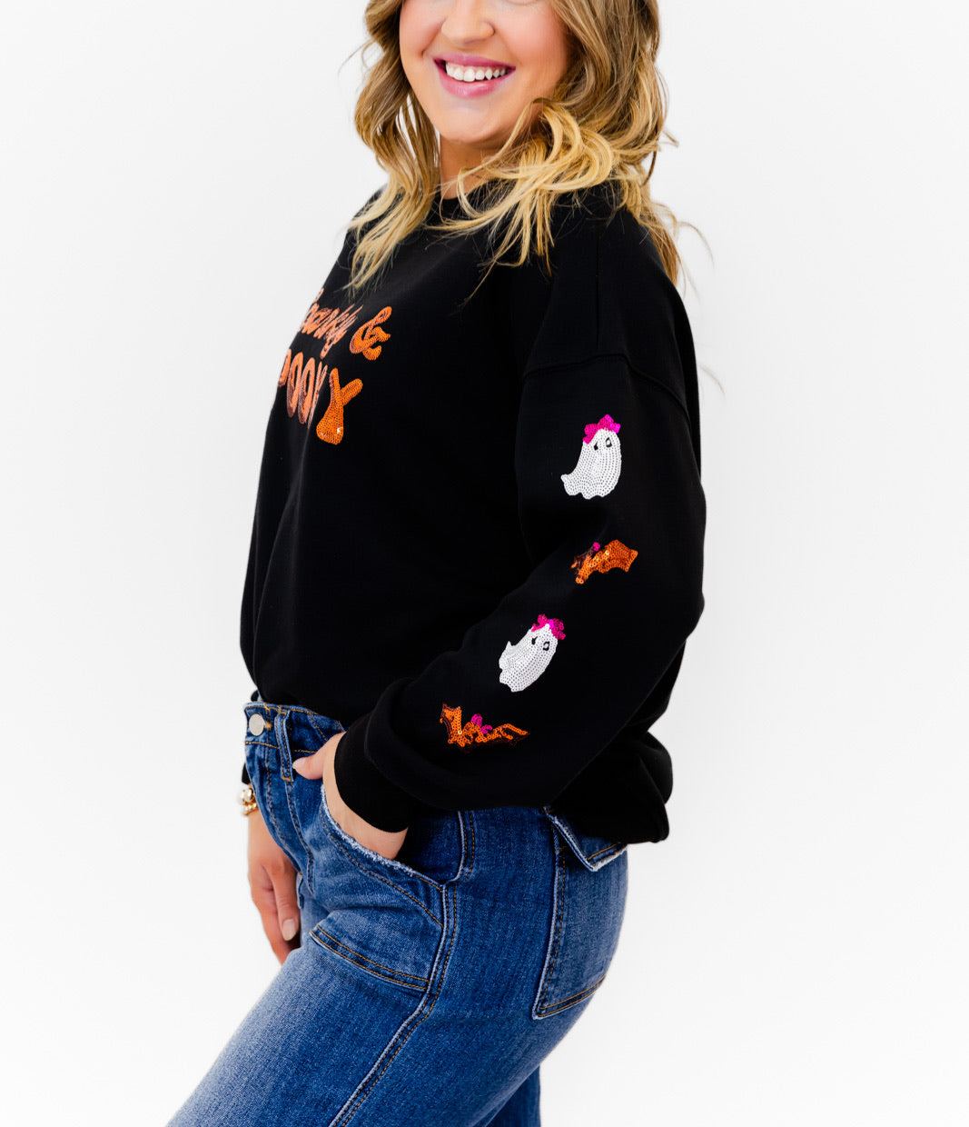 Sparkly & Spooky Sequin Embellished Sweatshirt
