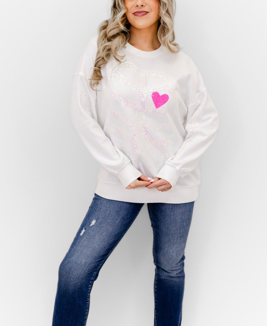 Skeleton Sequin Embellished Sweatshirt