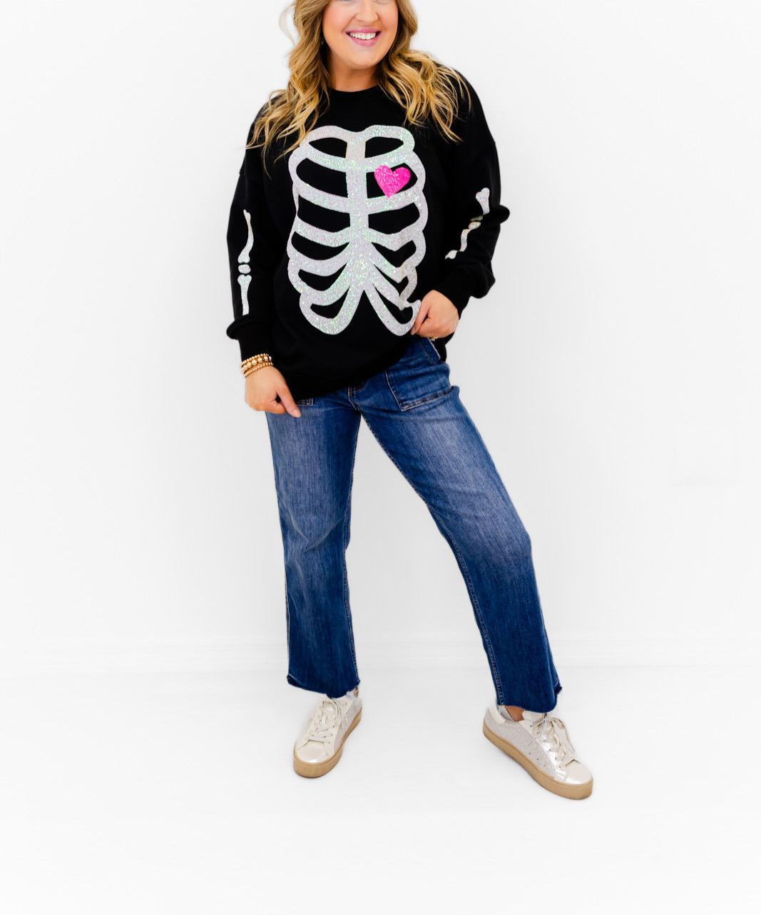Skeleton Sequin Embellished Sweatshirt