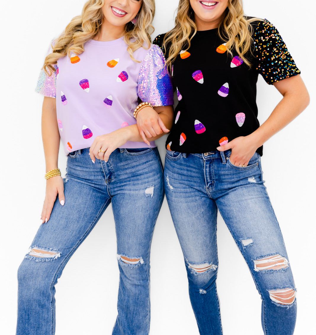 Glitzy Girl Sparkle Candy Corn Top