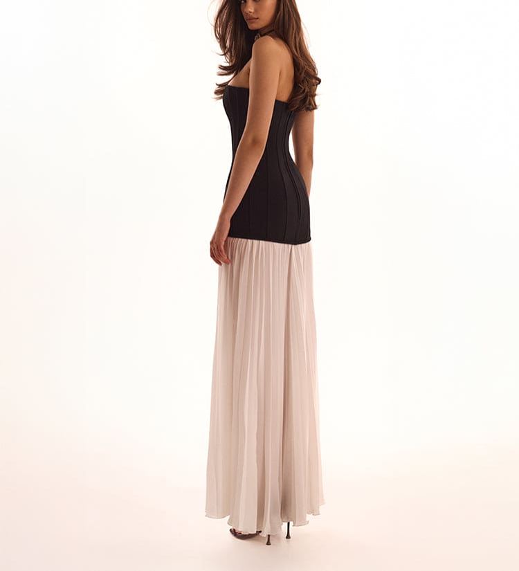 Black&White dress with a pleated skirt, Parisienne
