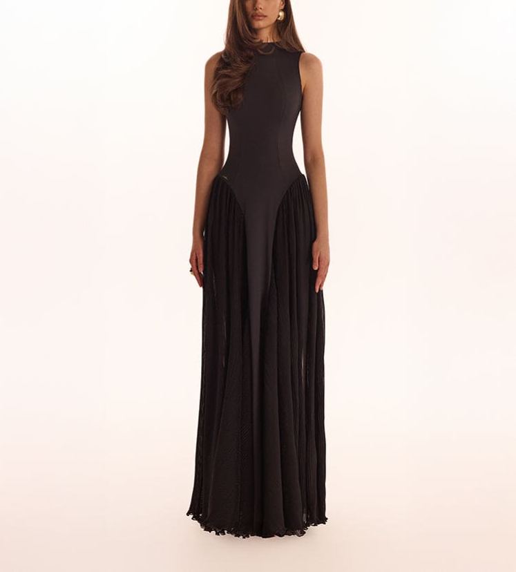 Elegant mock neck maxi dress, Parisienne