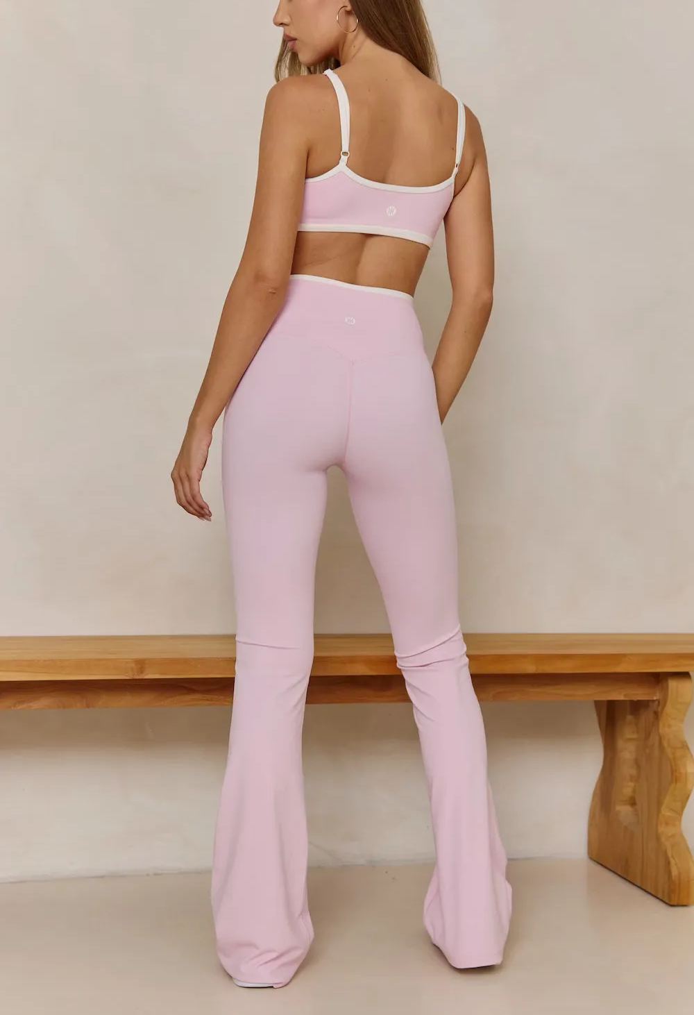 LUXE BALANCE Minimalist Sports Bra - Pink/Cream