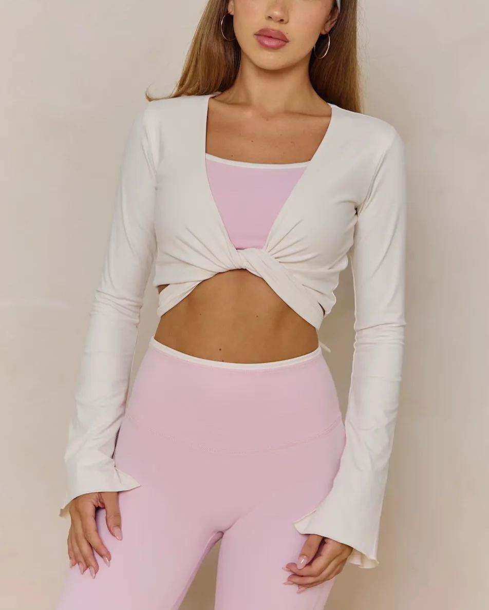 LUXE BALANCE Minimalist Sports Bra - Pink/Cream