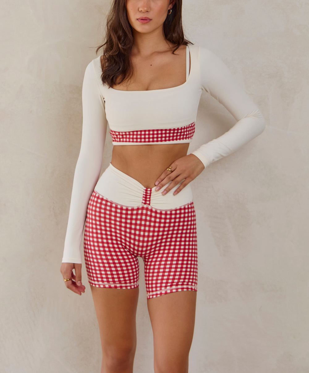 Squareneck Sleeved Crop - Cream