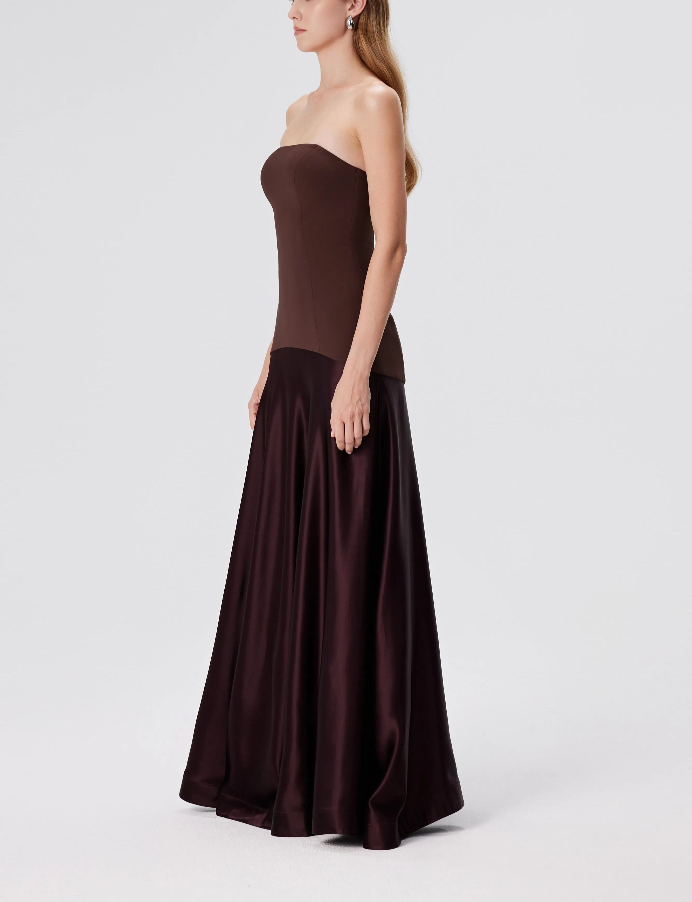 Aura Strapless Gown - Espresso