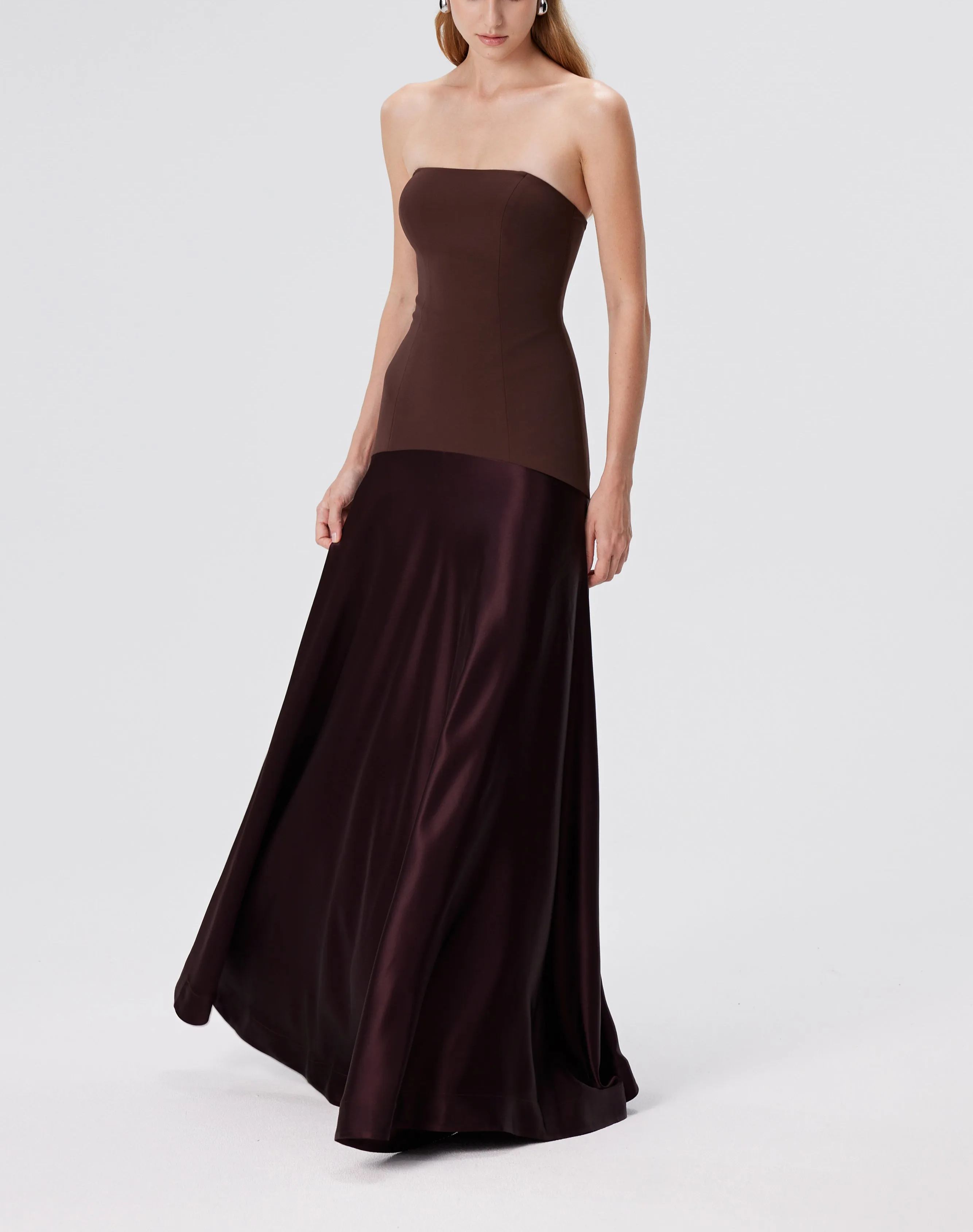 Aura Strapless Gown - Espresso