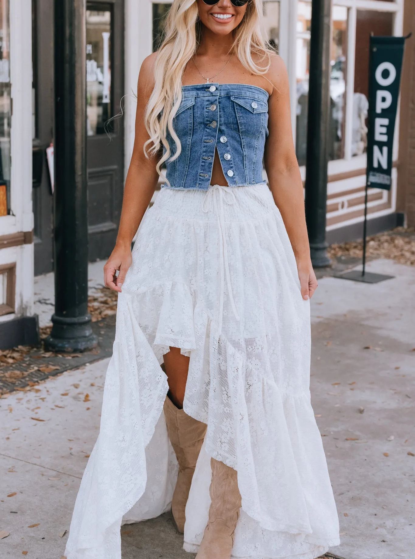 Miranda Denim Button Top