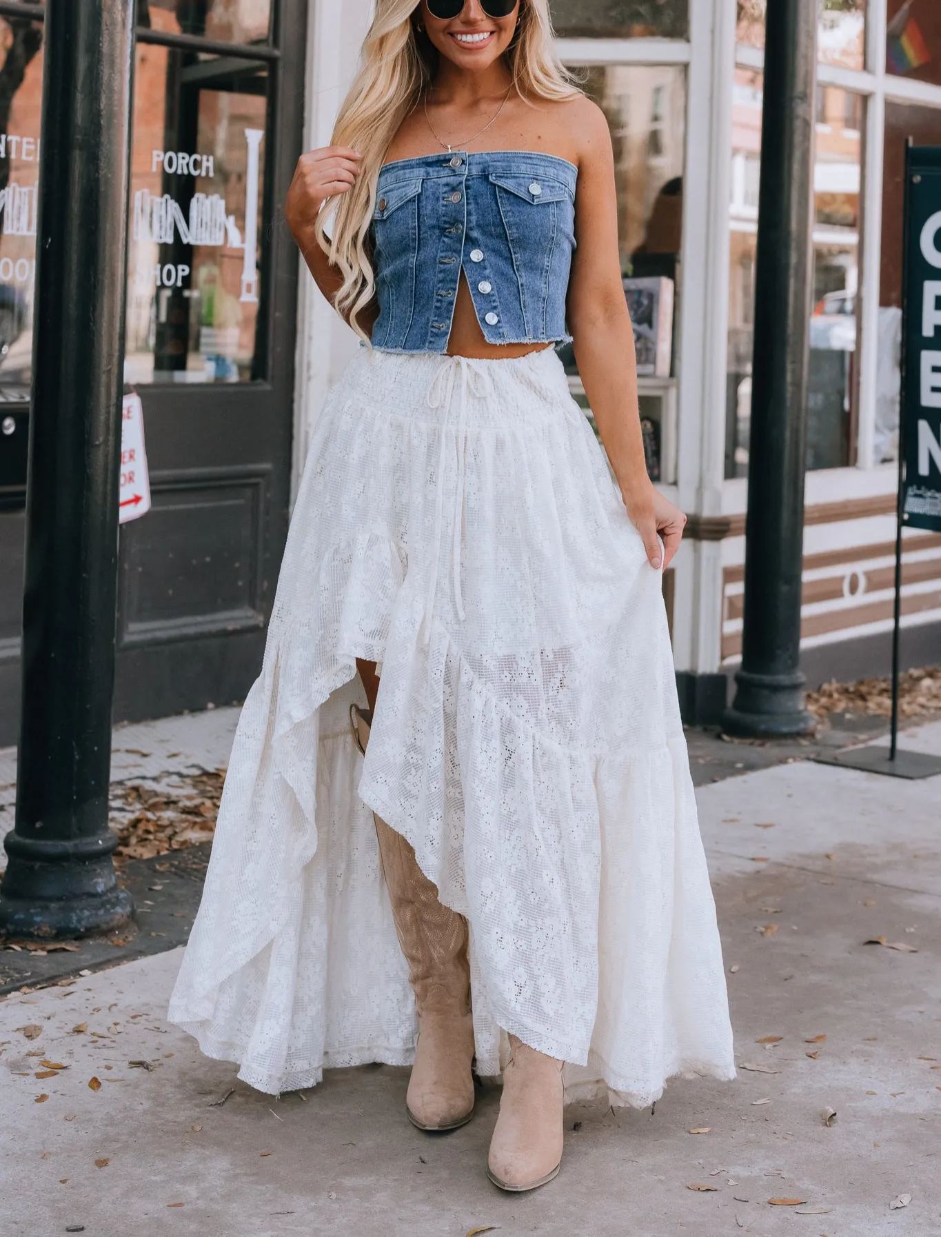 Miranda Denim Button Top