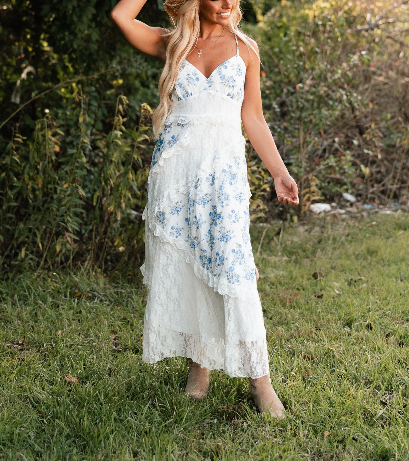 Golden Hour Floral Lace Maxi Dress