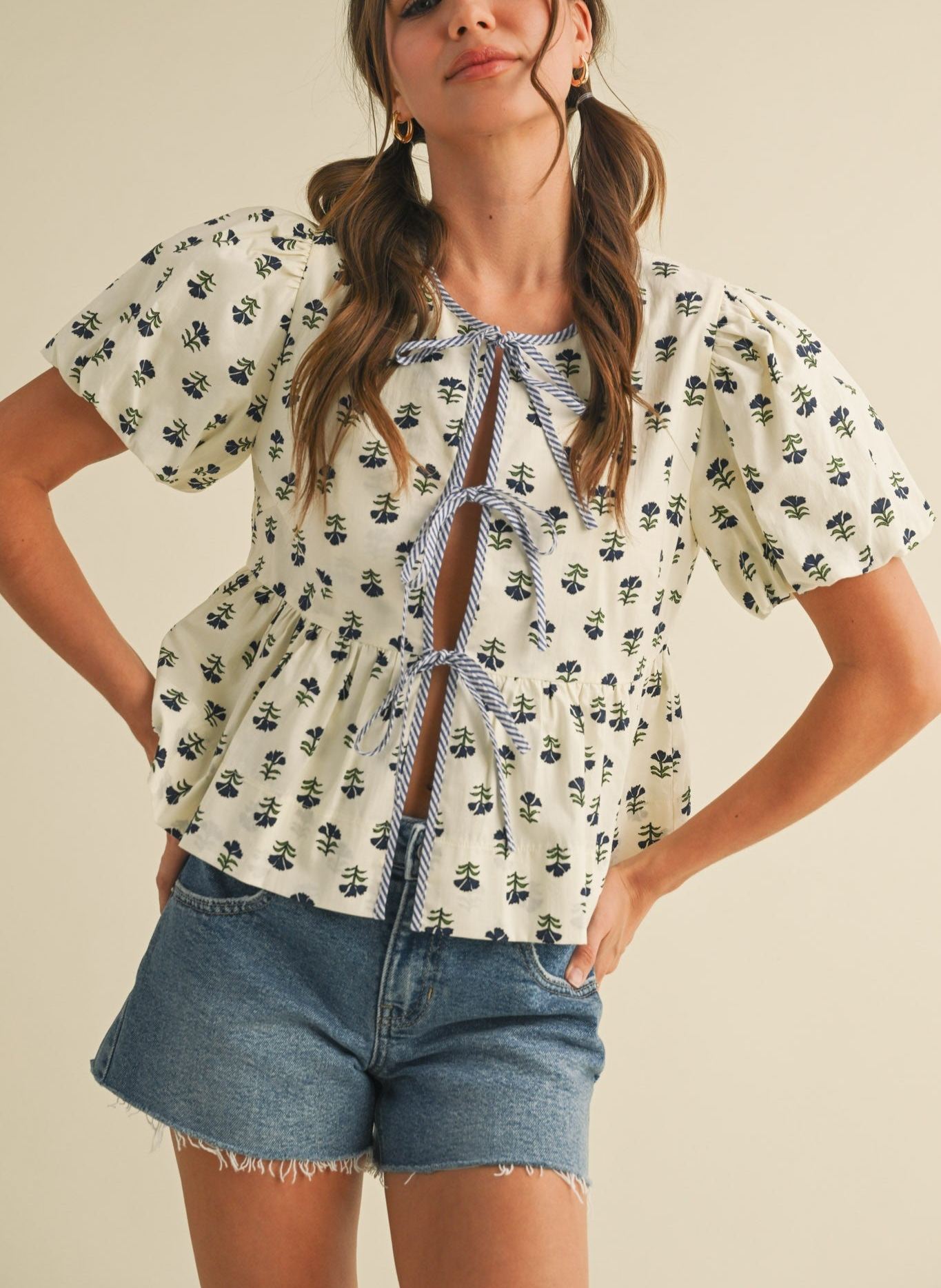 Mini Floral Tie-Front Top