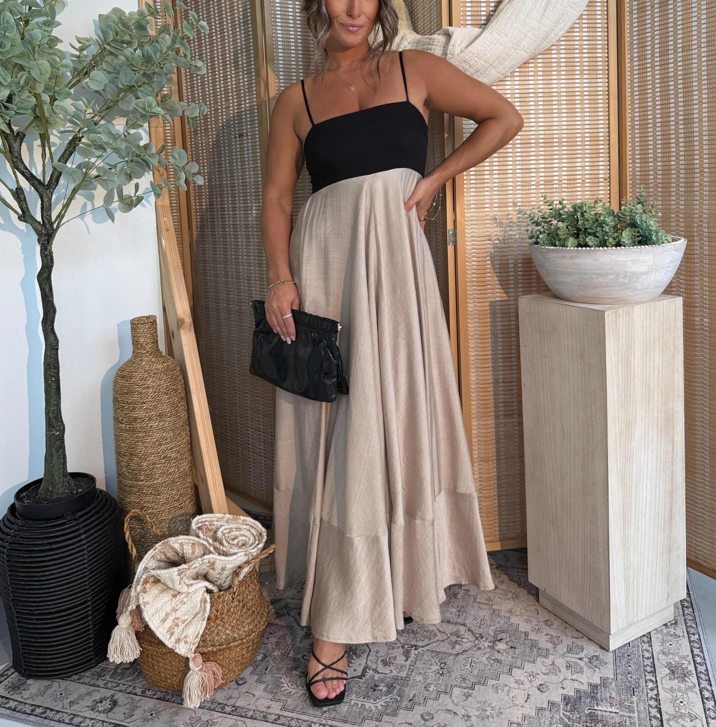 Happily Ever After Maxi Dress Black Khaki
