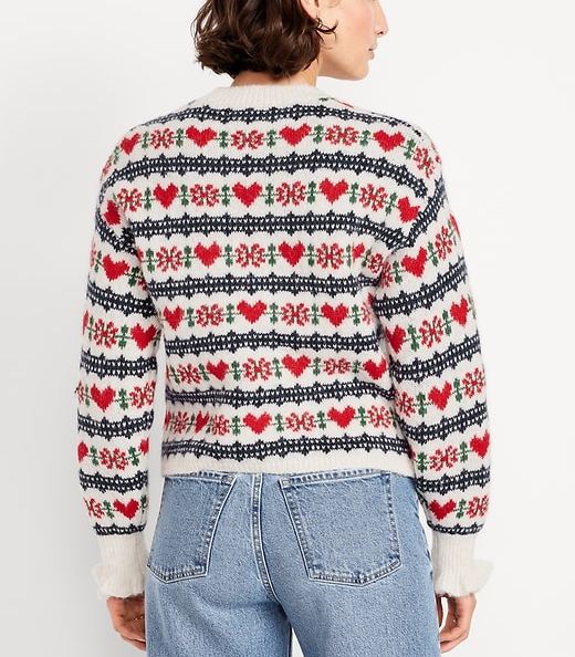 Loose Crew-Neck Wool-Blend Cropped Sweater